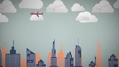 卡通建筑白天城市移动mg动画视频的预览图
